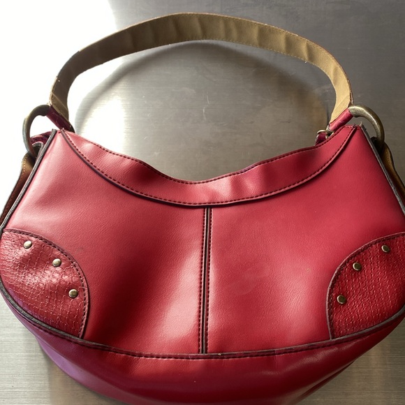 Vintage Y2K Red Vegan Leather Studded O-Ring Shoulder Bag❣️ - Picture 3 of 8